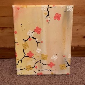 8 x 10 acrylic painting raised flowers